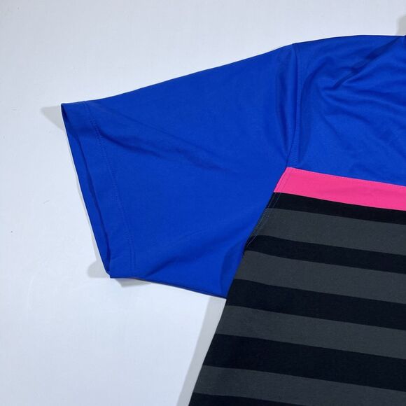 Nike Golf Tour Performance Dri-Fit Polo Shirt Bue Pink Stripe Men's Large - Picture 4 of 8